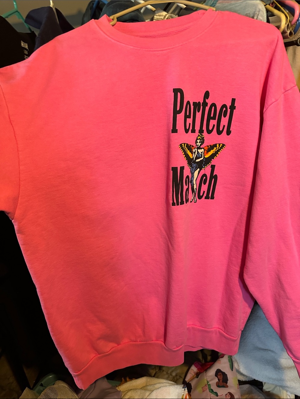 Boys Lie Hot Pink 'Perfect Match' Graphic Oversized Sweatshirt - Picture 3 of 4